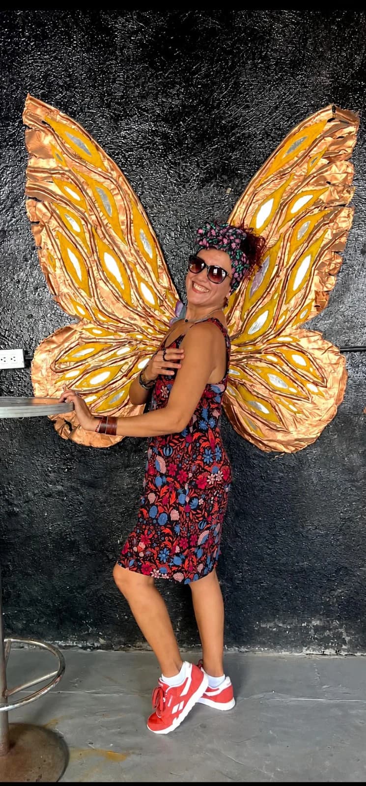 Sami posing with butterfly wings