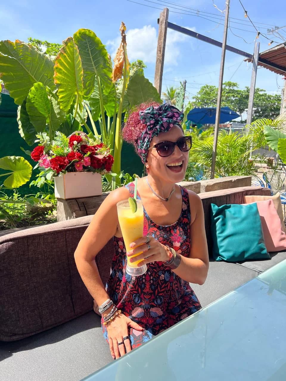 Sami enjoying a smoothie